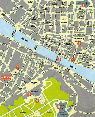 Mappa centro di firenze con monumenti